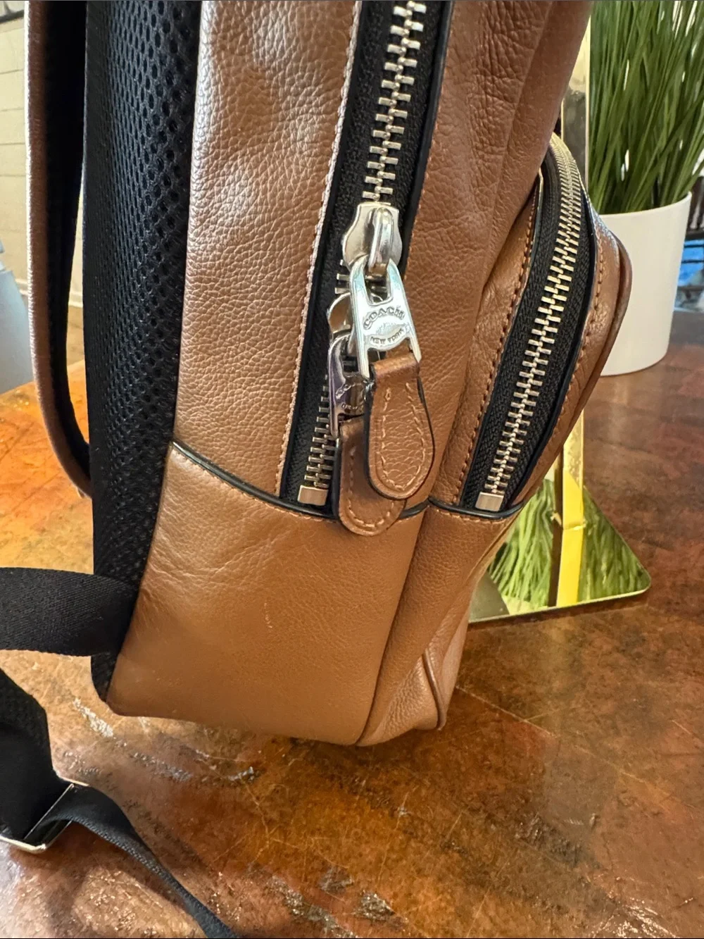 Coach Men’s Hudson  Chestnut Leather Backpack